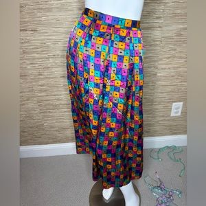 Vintage Silk Printed Skirt with Pleats